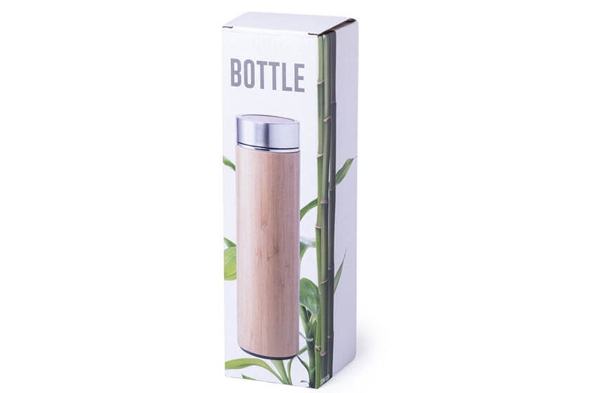 500 ml eco bamboe thermosflessen in geschenkdoosje