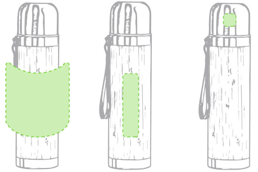 500 ml thermosflessen met beker opdruk posities