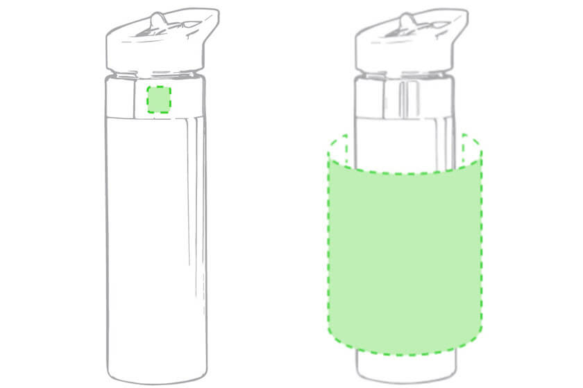 650 ml drinkflessen opdruk positie