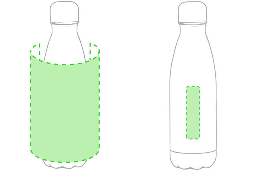 790 ml gekleurde rvs drinkflessen opdruk positie