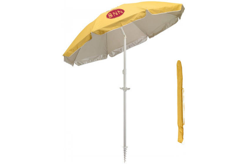 bedrukte parasol met grondboor